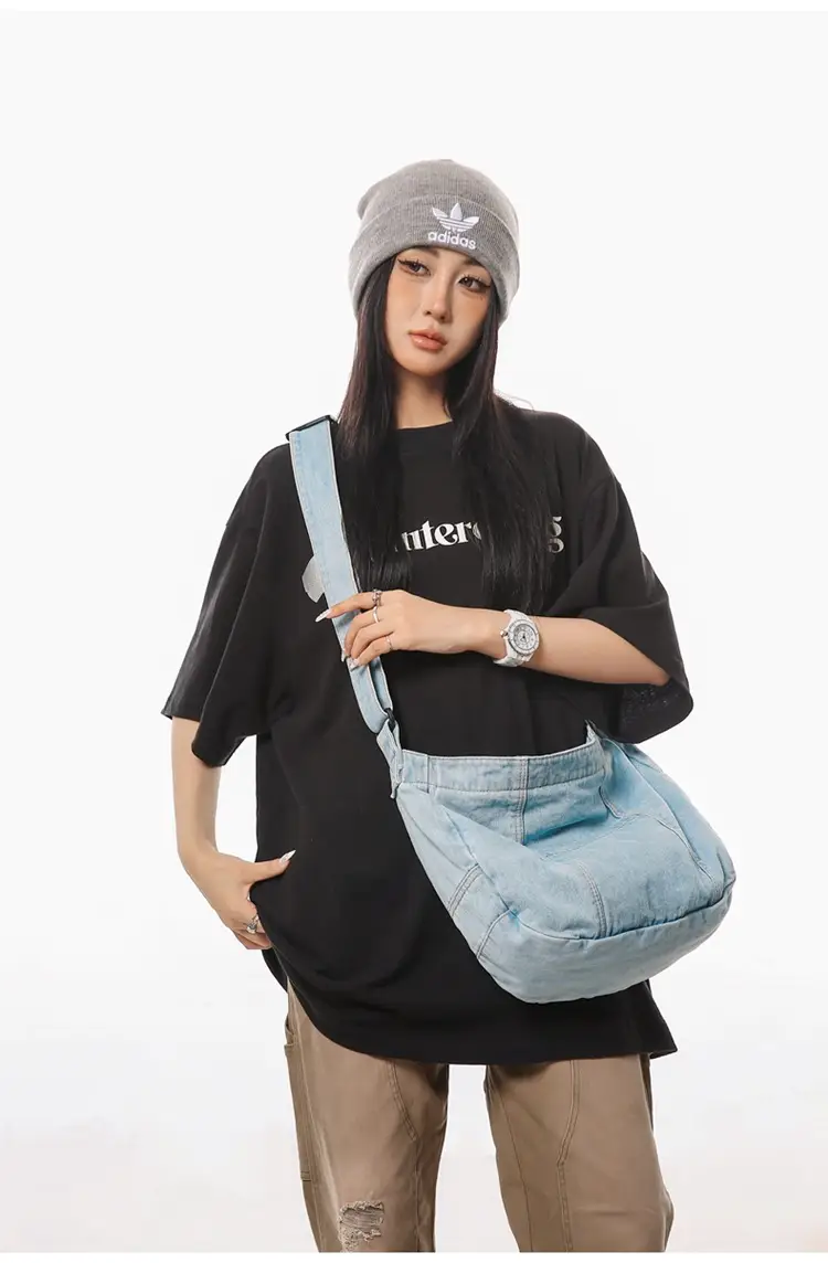 Japanese Style Light Blue Denim Crossbody Bag for Women — feature 14