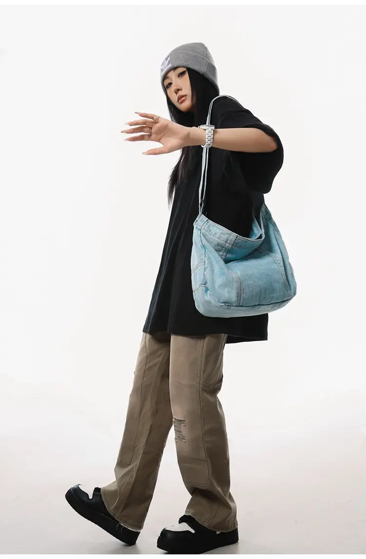 Japanese Style Light Blue Denim Crossbody Bag for Women — feature 15
