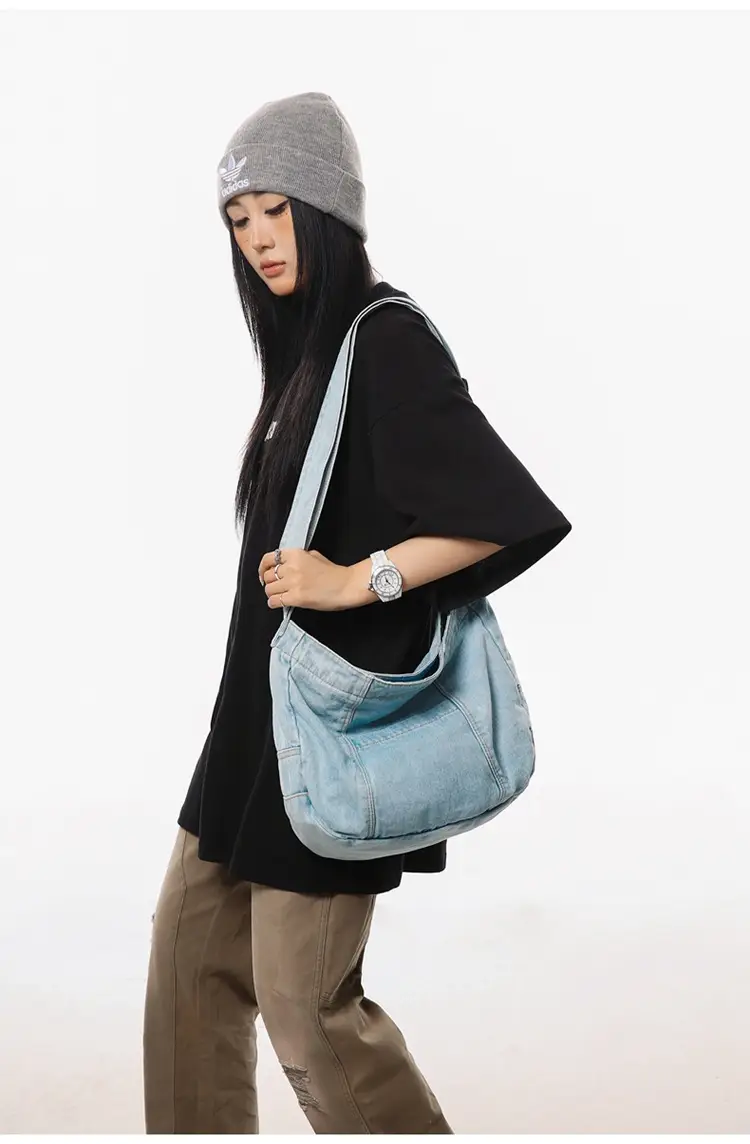 Japanese Style Light Blue Denim Crossbody Bag for Women — feature 18
