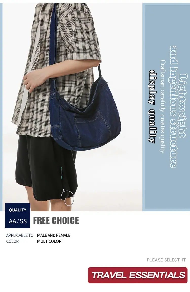 Japanese Style Light Blue Denim Crossbody Bag for Women — feature 2