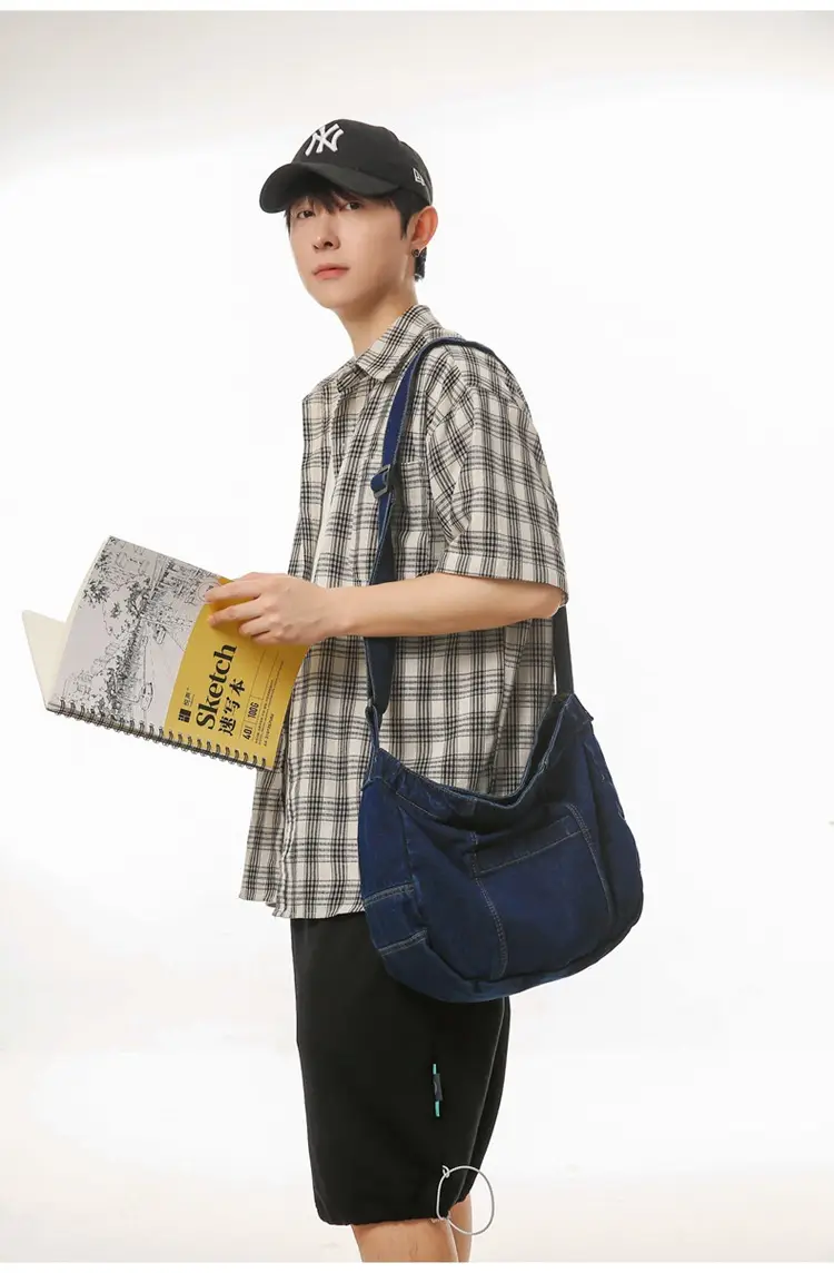Japanese Style Light Blue Denim Crossbody Bag for Women — feature 33