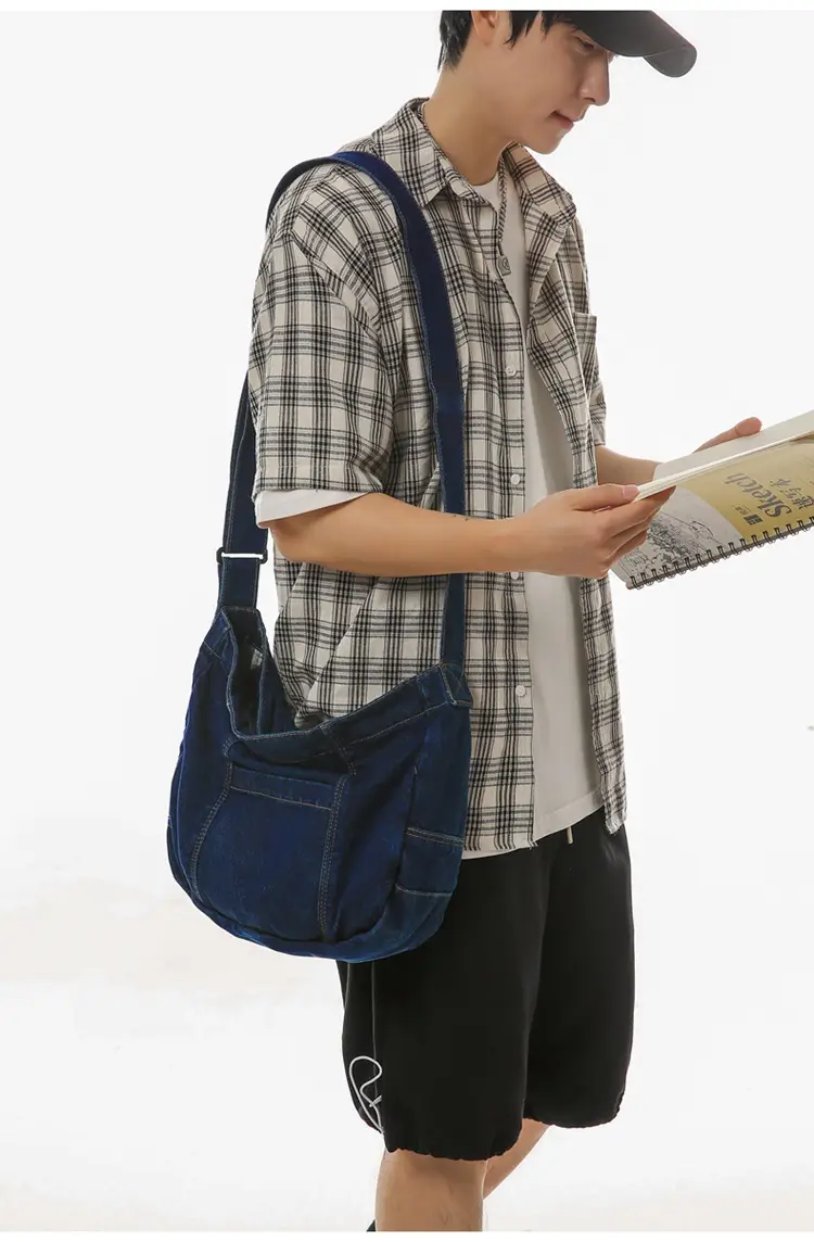 Japanese Style Light Blue Denim Crossbody Bag for Women — feature 34