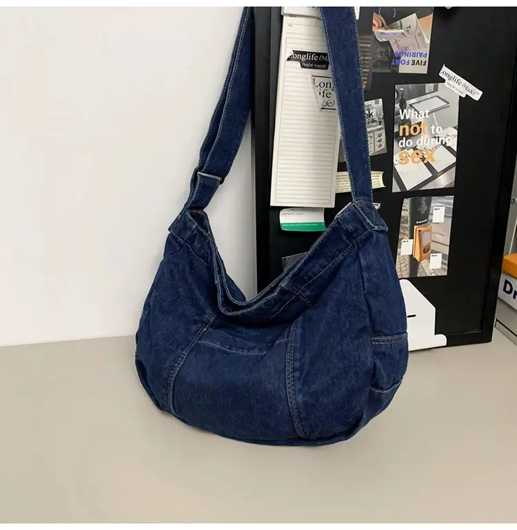 Japanese Style Light Blue Denim Crossbody Bag for Women — feature 38