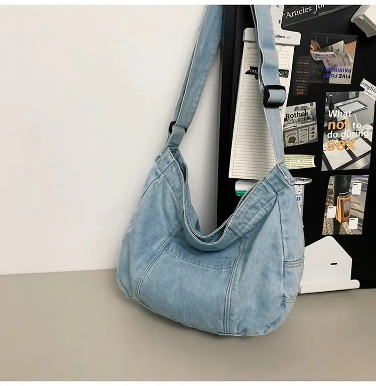 Japanese Style Light Blue Denim Crossbody Bag for Women — feature 40