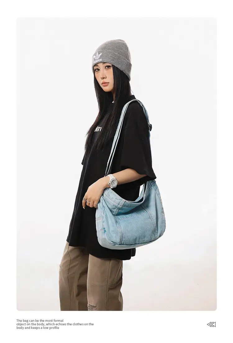 Japanese Style Light Blue Denim Crossbody Bag for Women — feature 9