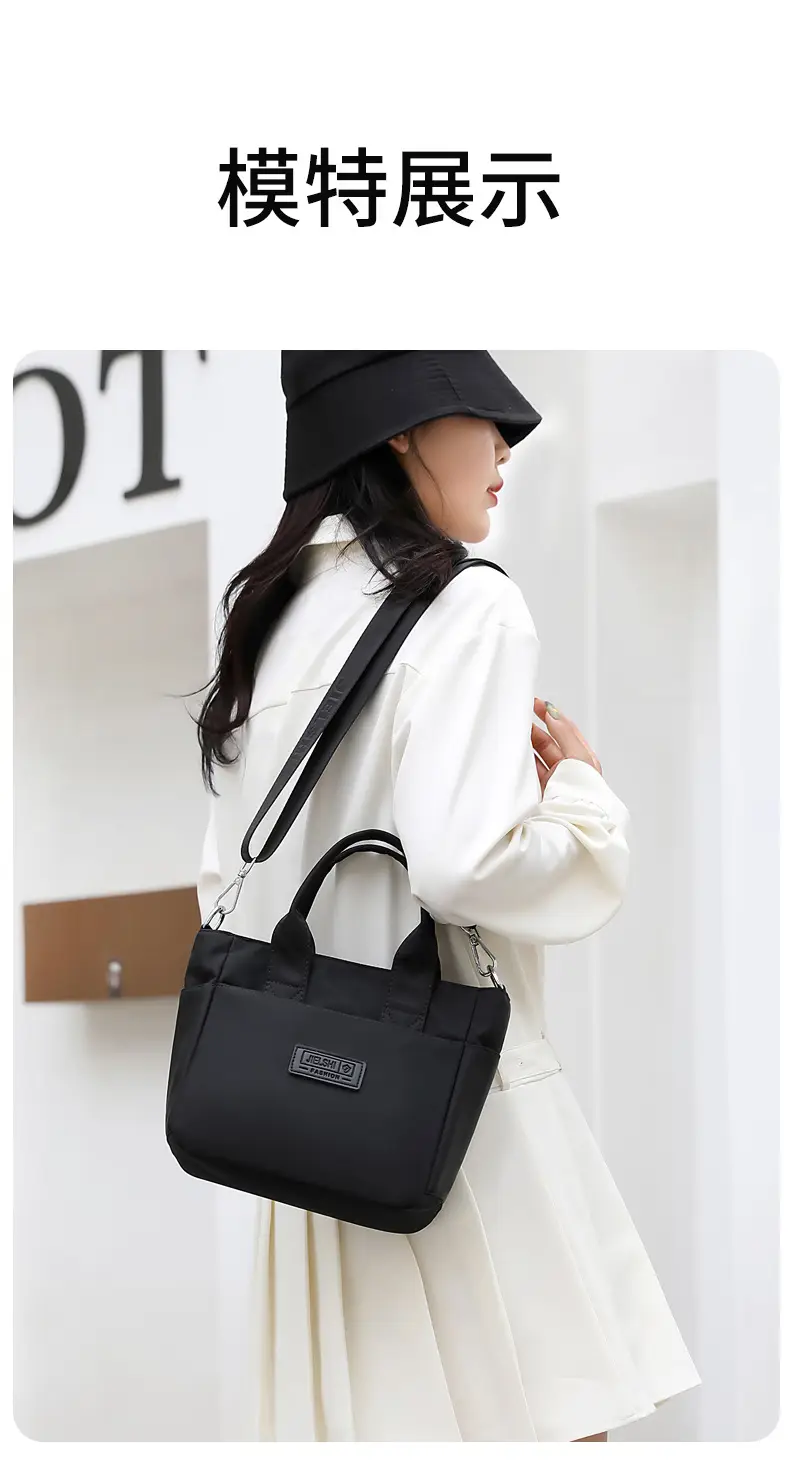 Korean Style Nylon Crossbody Bag Black Large Capacity — feature 17