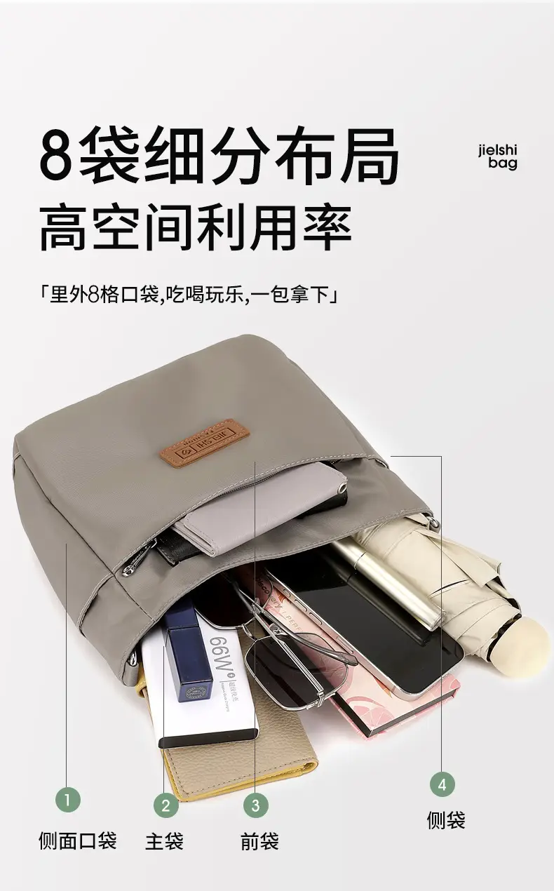 Korean Style Nylon Crossbody Bag Black Large Capacity — feature 7
