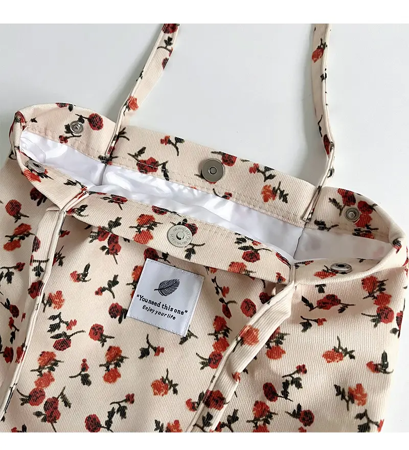 Retro Corduroy Shoulder Tote Bag for Students Pink — feature 7