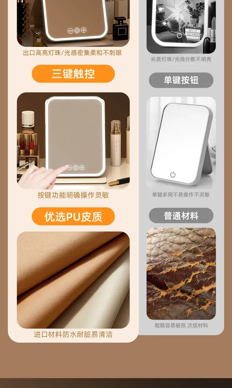 LED Makeup Mirror with Light & Charging Stand — feature 4