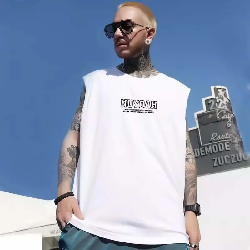 Men Sleeveless T-Shirt Black Passing Graphic Plus Size