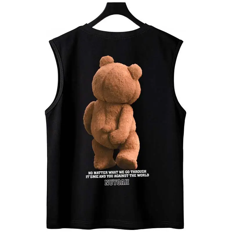 Men Sleeveless T-Shirt Black Passing Graphic Plus Size