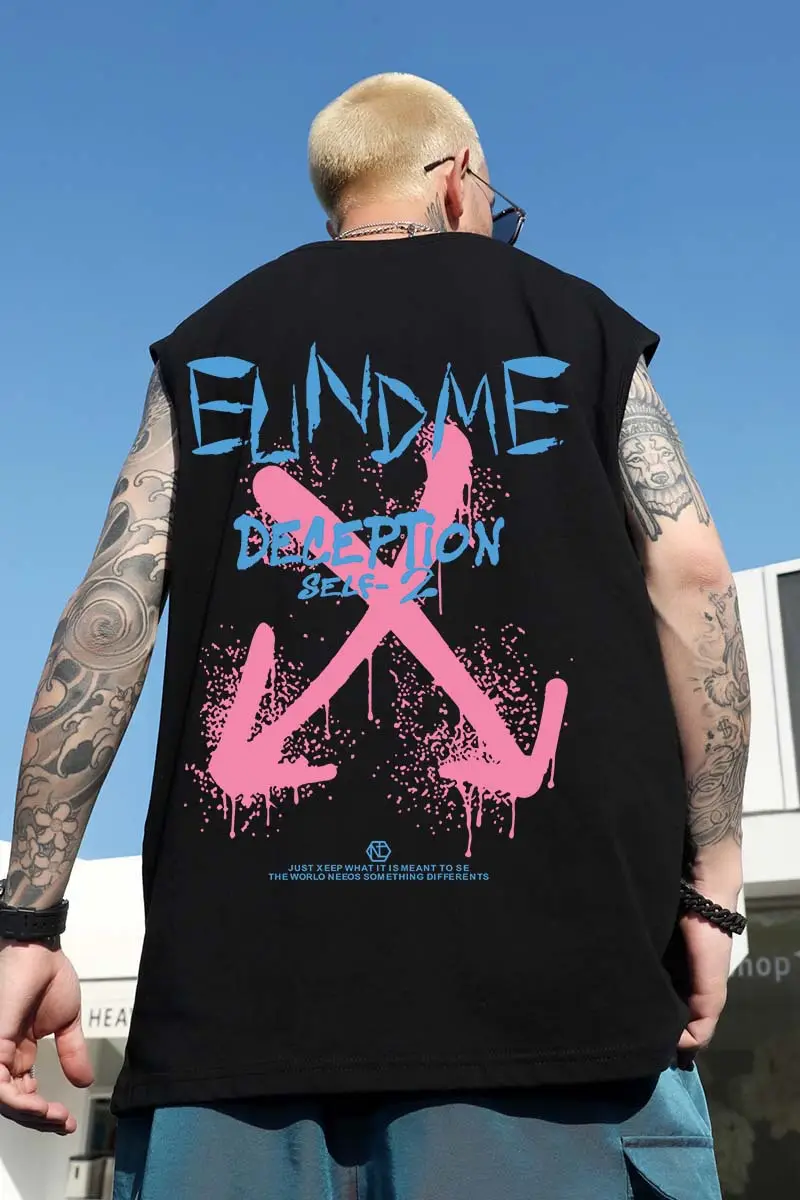 Men Sleeveless T-Shirt Black Passing Graphic Plus Size — feature 10