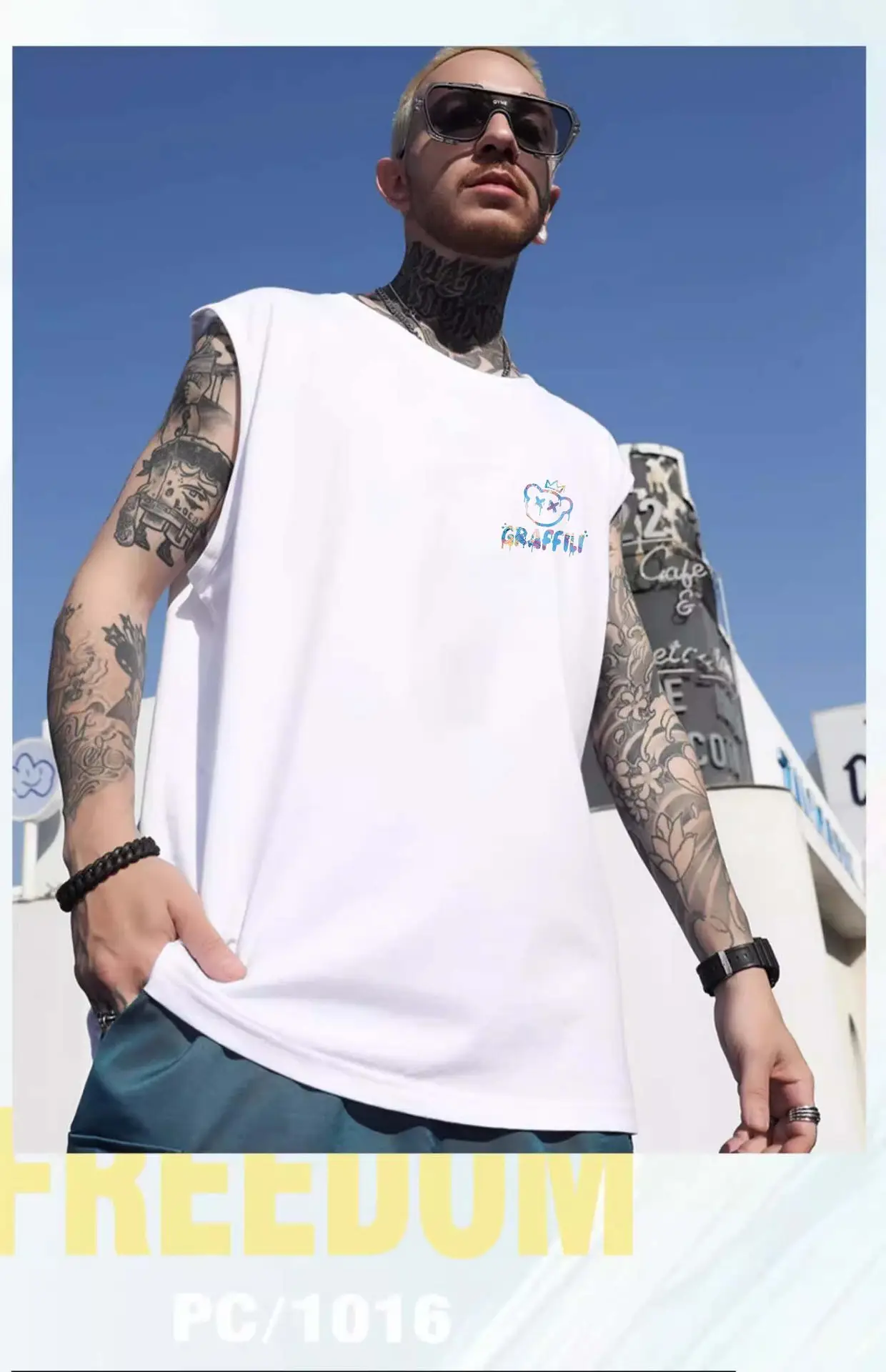Men Sleeveless T-Shirt Black Passing Graphic Plus Size — feature 11