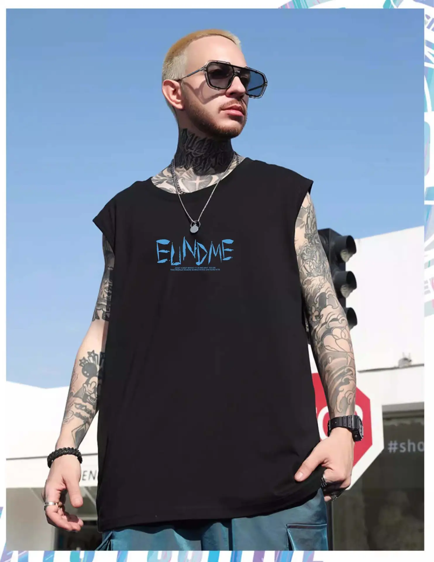 Men Sleeveless T-Shirt Black Passing Graphic Plus Size — feature 17