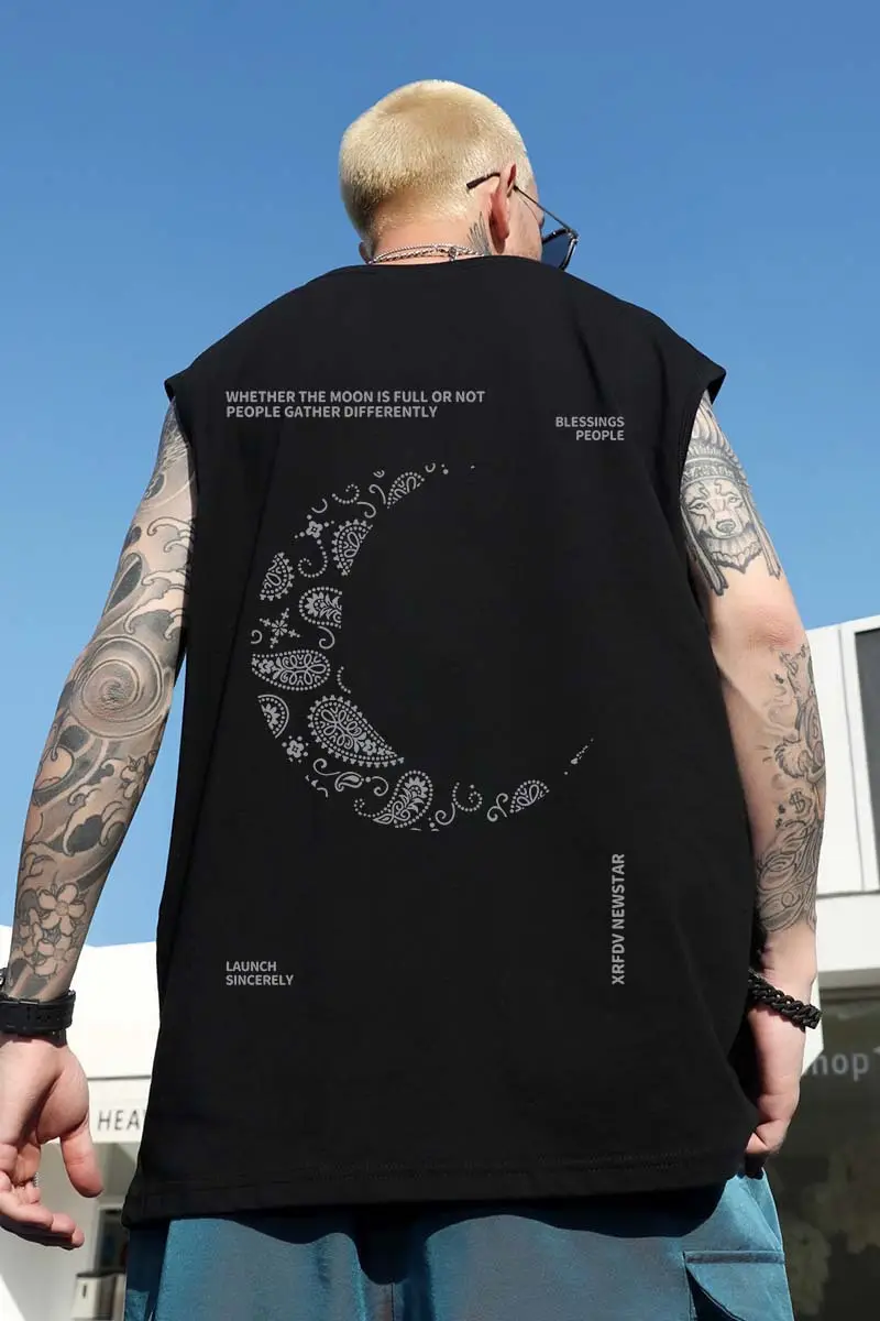 Men Sleeveless T-Shirt Black Passing Graphic Plus Size — feature 25