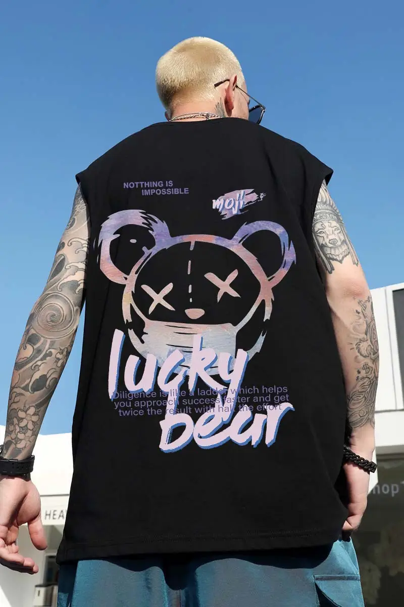 Men Sleeveless T-Shirt Black Passing Graphic Plus Size — feature 30