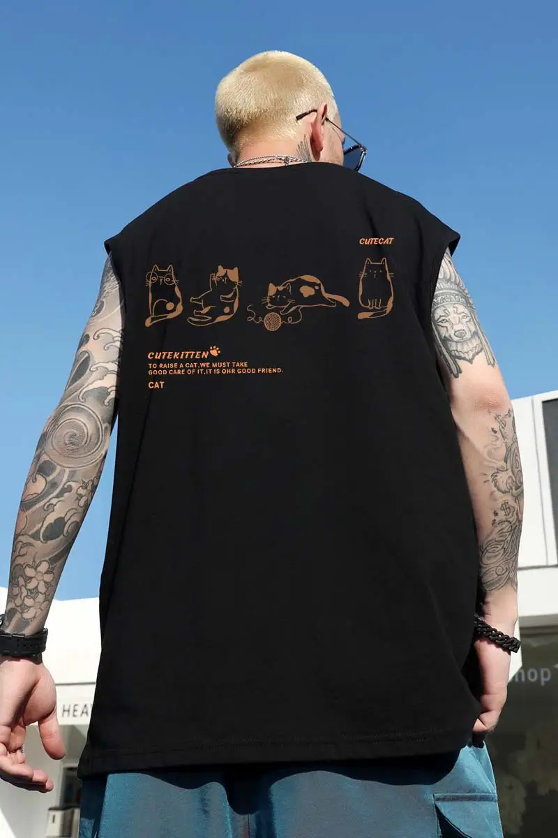 Men Sleeveless T-Shirt Black Passing Graphic Plus Size — feature 40