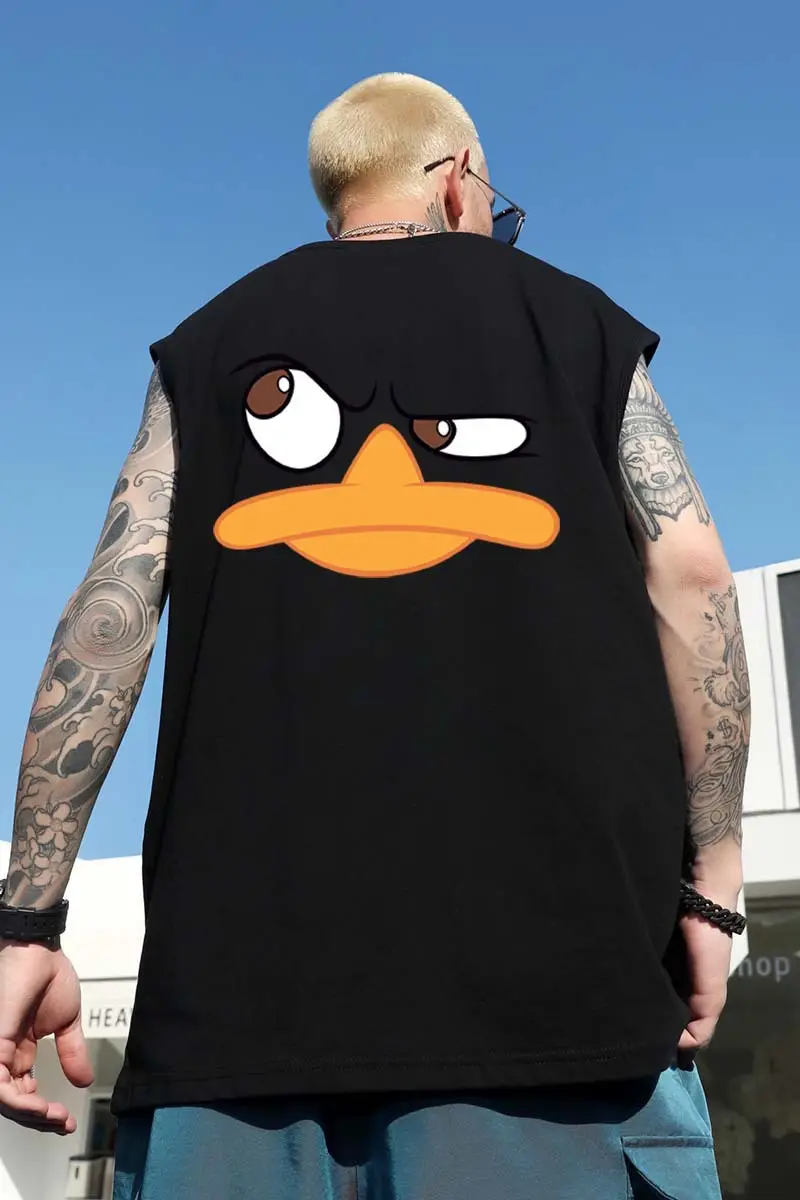 Men Sleeveless T-Shirt Black Passing Graphic Plus Size — feature 50