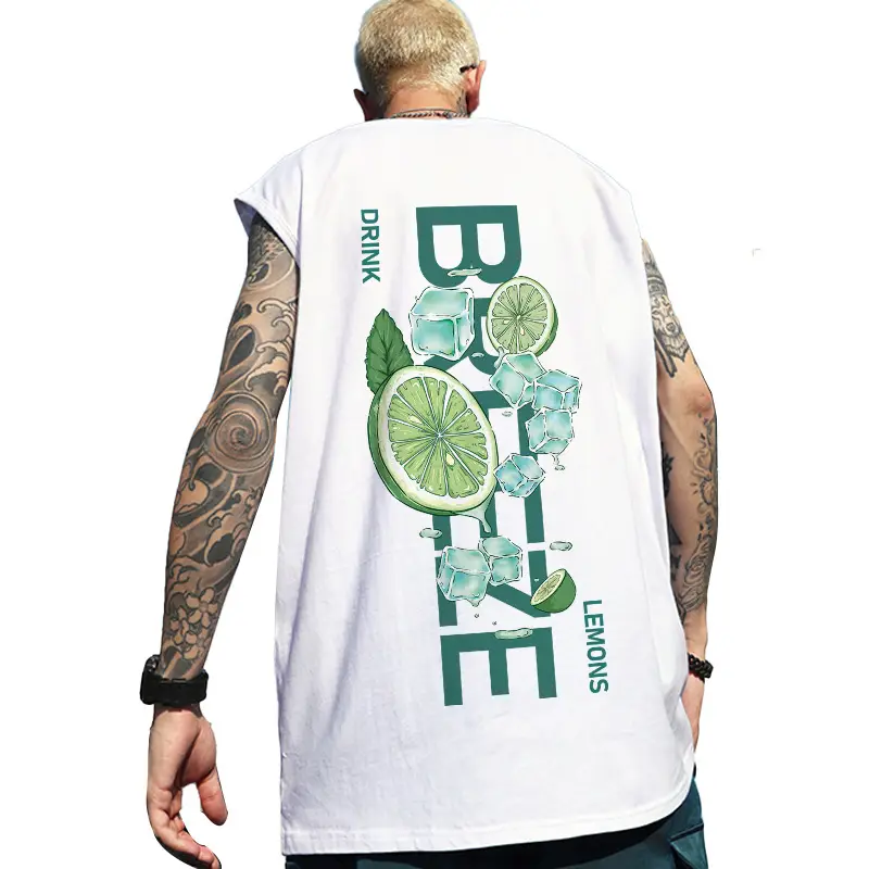 Men Sleeveless T-Shirt Black Passing Graphic Plus Size