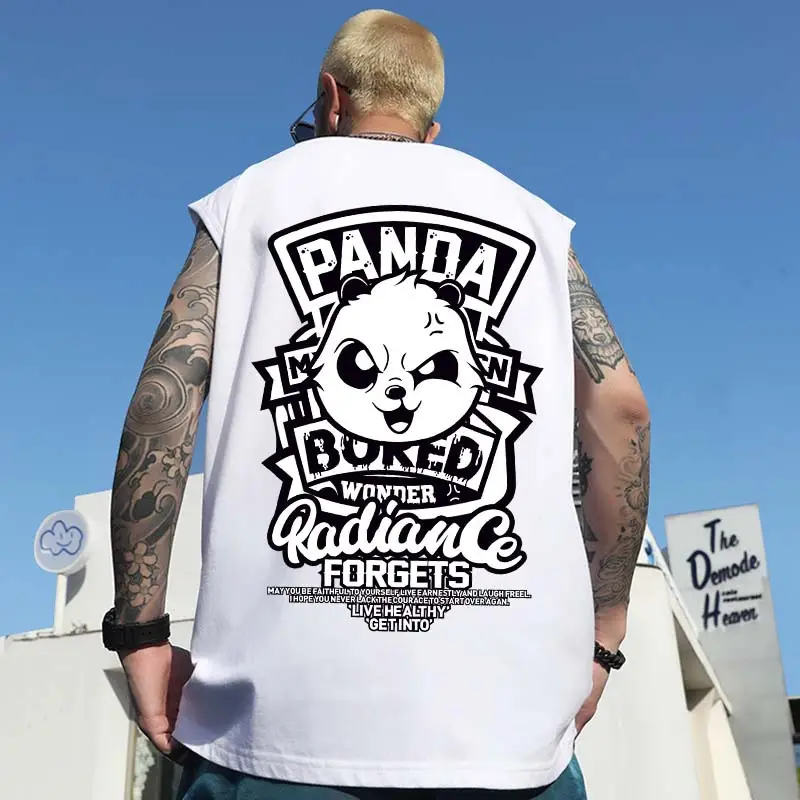 Men Sleeveless T-Shirt Black Passing Graphic Plus Size