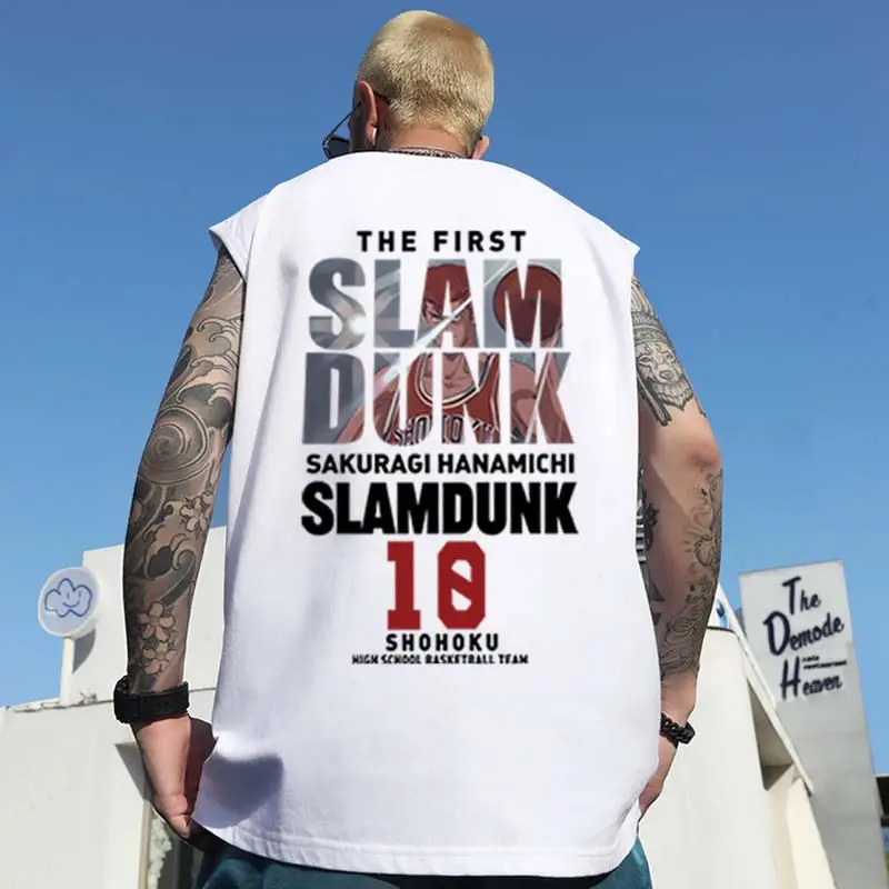 Men Sleeveless T-Shirt Black Passing Graphic Plus Size