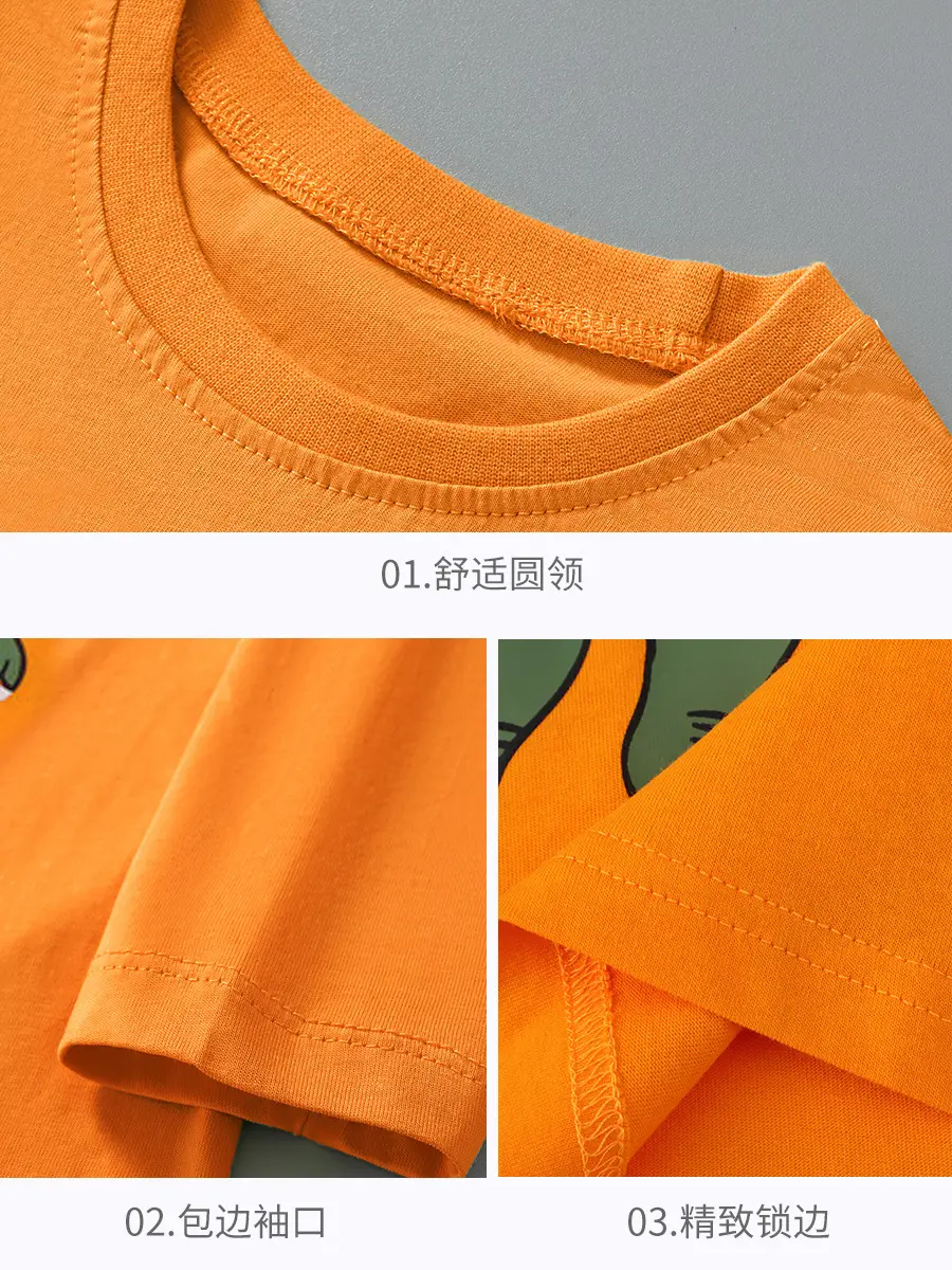 Orange Dinosaur Long Sleeve T-Shirt for Kids - Image 7