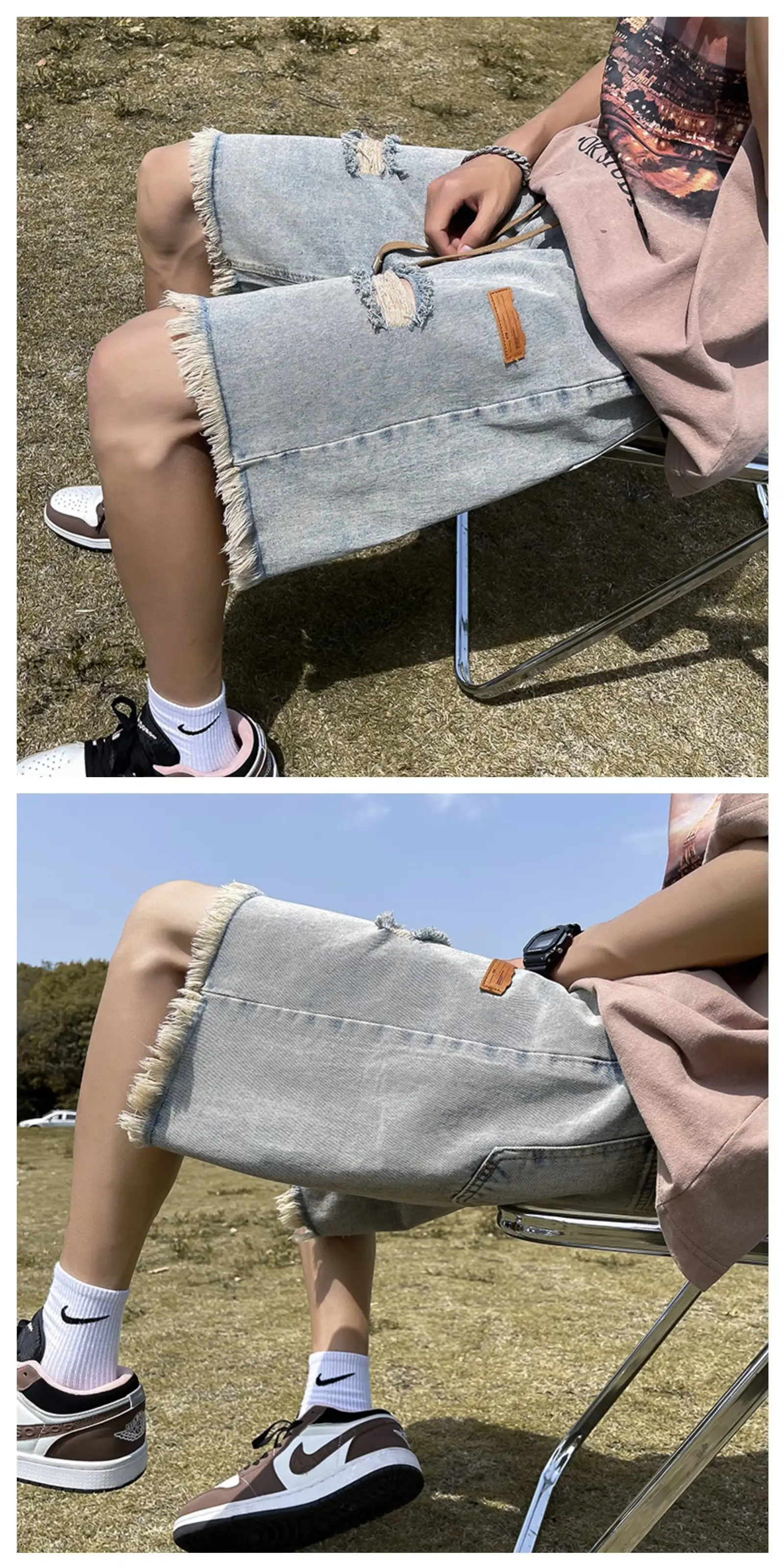 Ripped Denim Shorts for Men American Style Summer — feature 10