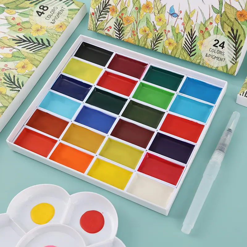 Large-Capacity Multi-Color Solid Watercolor Gouache Paint with Color Card Paper Box Set Semi-Dry Painting Paint in Large Quantities Direct Supply — feature 12