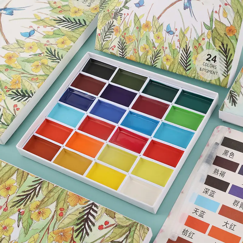 Large-Capacity Multi-Color Solid Watercolor Gouache Paint with Color Card Paper Box Set Semi-Dry Painting Paint in Large Quantities Direct Supply — feature 2