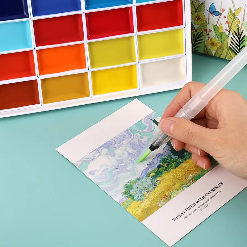 Large-Capacity Multi-Color Solid Watercolor Gouache Paint with Color Card Paper Box Set Semi-Dry Painting Paint in Large Quantities Direct Supply — feature 3