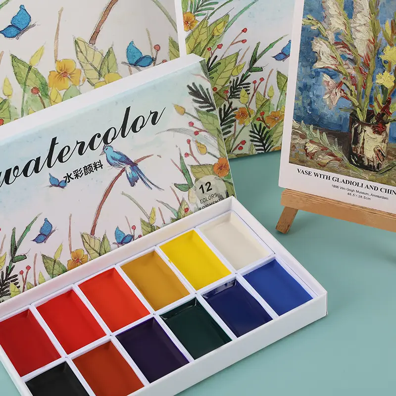 Large-Capacity Multi-Color Solid Watercolor Gouache Paint with Color Card Paper Box Set Semi-Dry Painting Paint in Large Quantities Direct Supply — feature 6