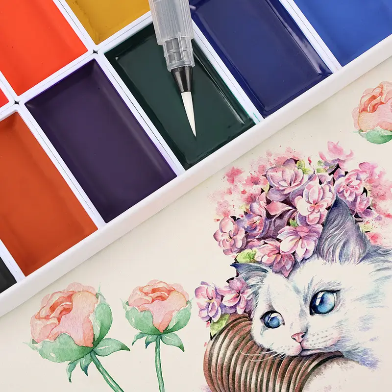 Large-Capacity Multi-Color Solid Watercolor Gouache Paint with Color Card Paper Box Set Semi-Dry Painting Paint in Large Quantities Direct Supply — feature 8