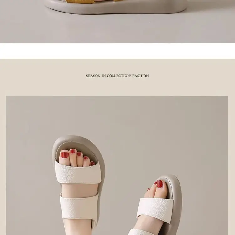 Women Yellow Leather Round Toe Sandals 2024 — feature 15
