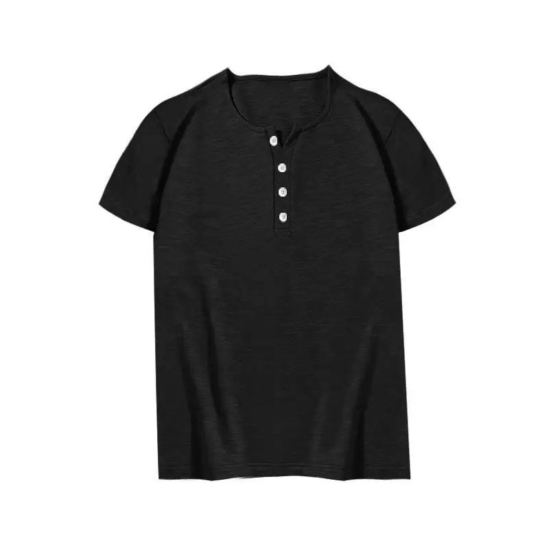 Men's Gray Bamboo Short Sleeve T-Shirt with Henry Collar — feature 15