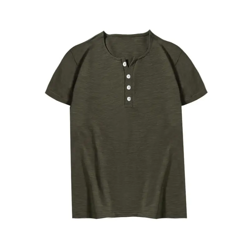 Men's Gray Bamboo Short Sleeve T-Shirt with Henry Collar — feature 33