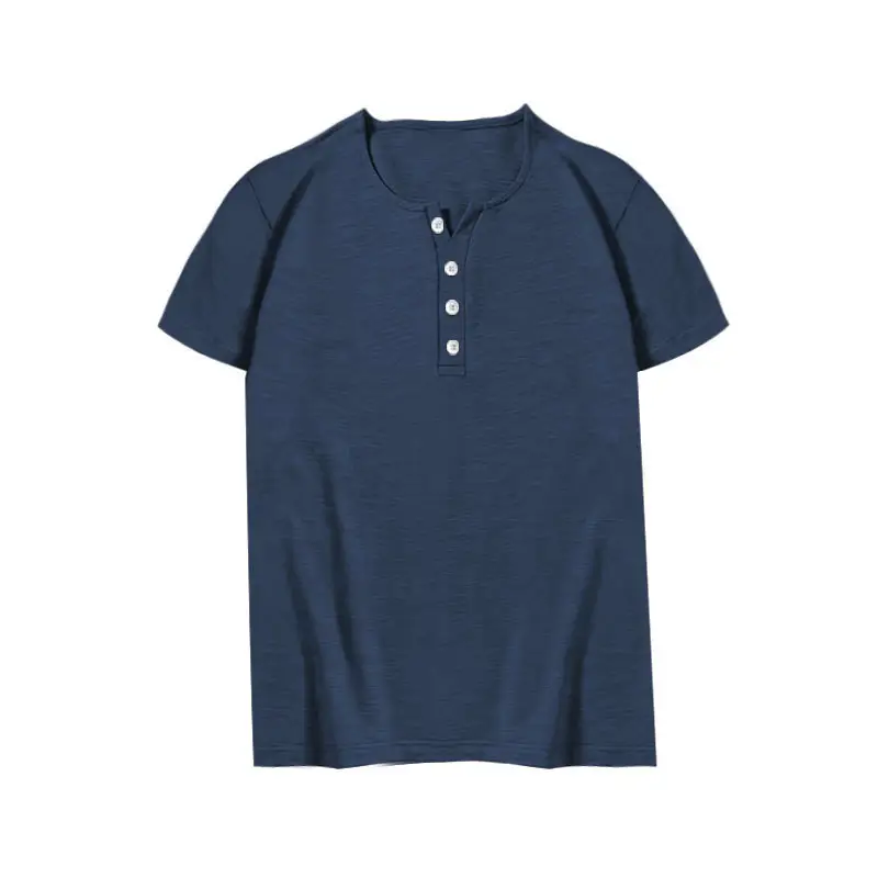 Men's Gray Bamboo Short Sleeve T-Shirt with Henry Collar — feature 42