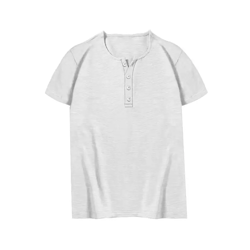 Men's Gray Bamboo Short Sleeve T-Shirt with Henry Collar — feature 6