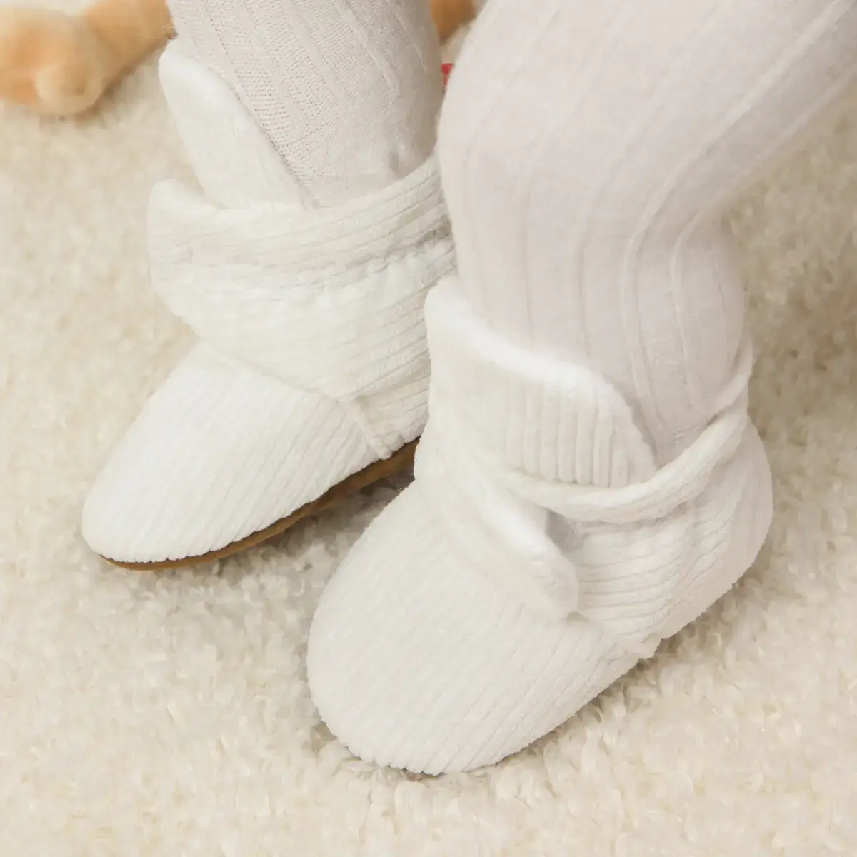 Black Knitted Baby Socks with Buckle Design
