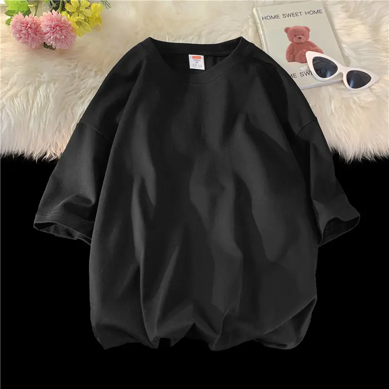 Black Loose Fit Cotton T-Shirt for Women - Image 9