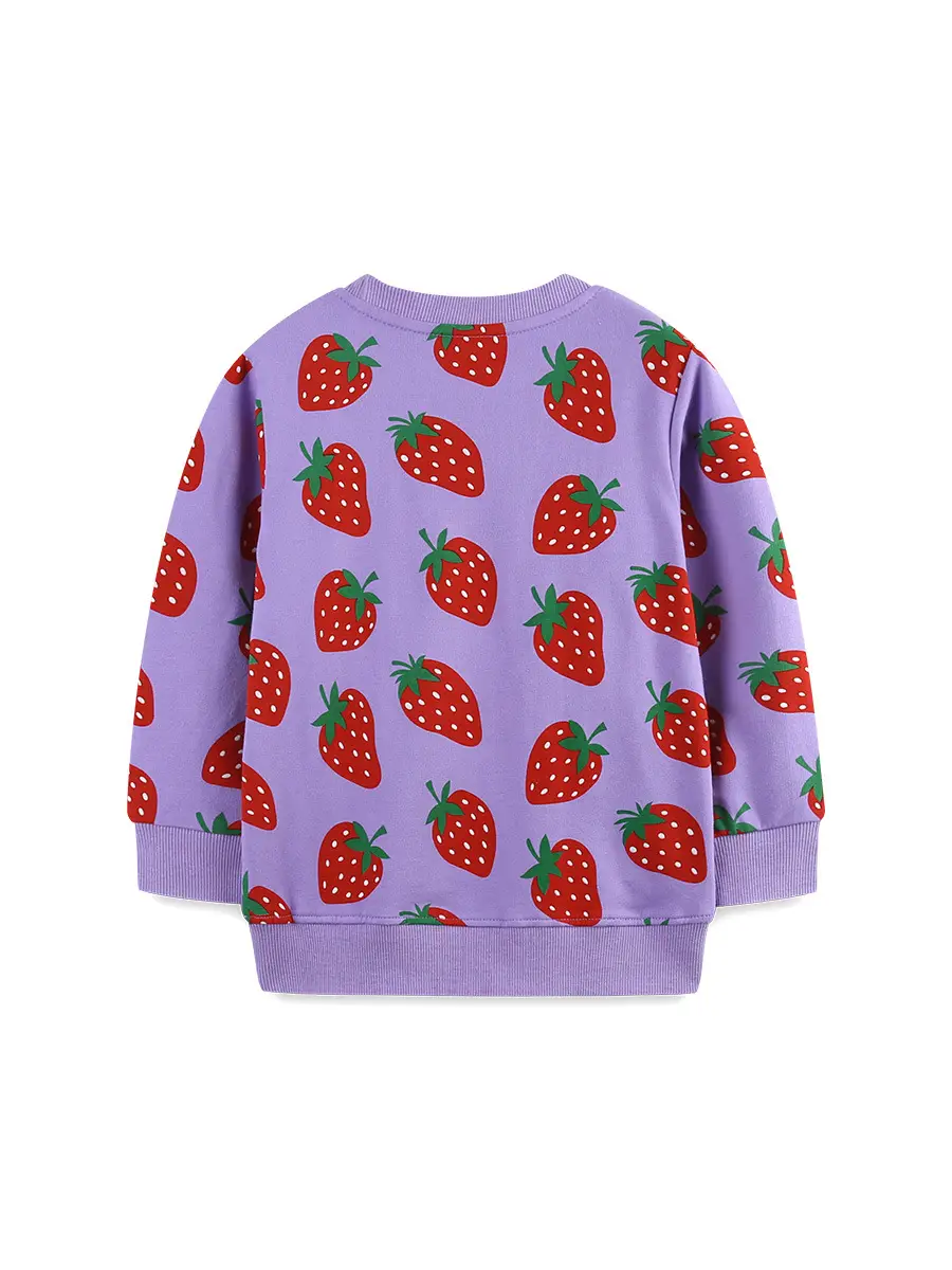 Strawberry Printed Round Neck Sweatshirt for Girls - Image 3
