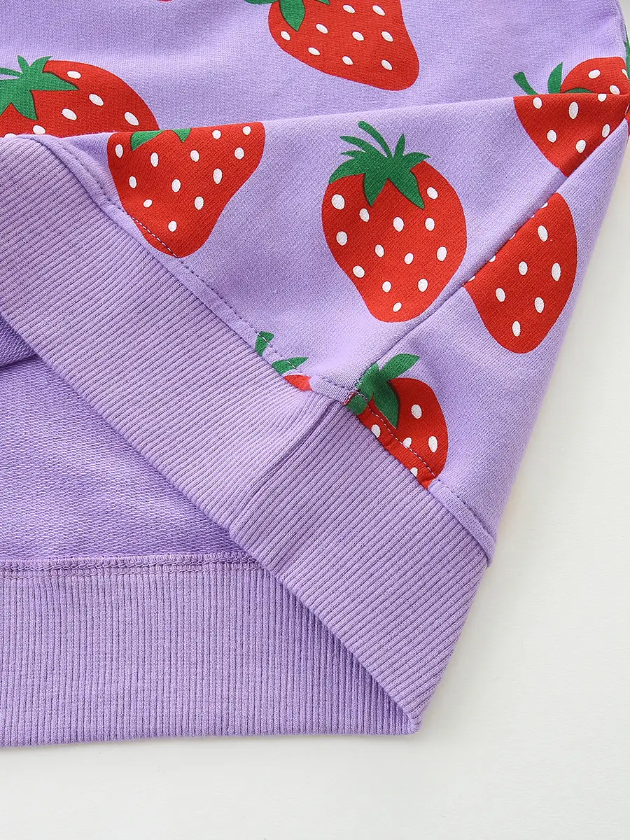 Strawberry Printed Round Neck Sweatshirt for Girls - Image 6
