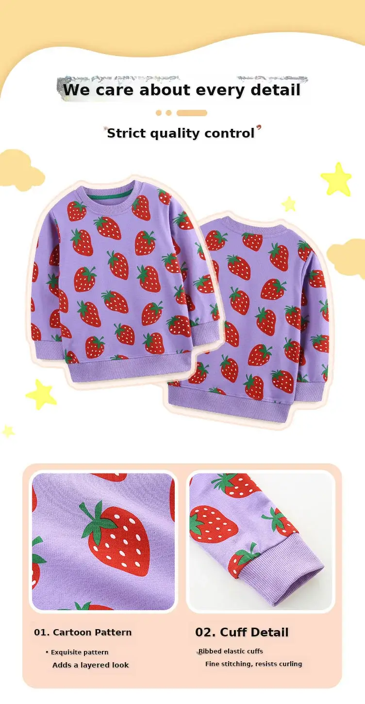 Strawberry Printed Round Neck Sweatshirt for Girls — feature 36