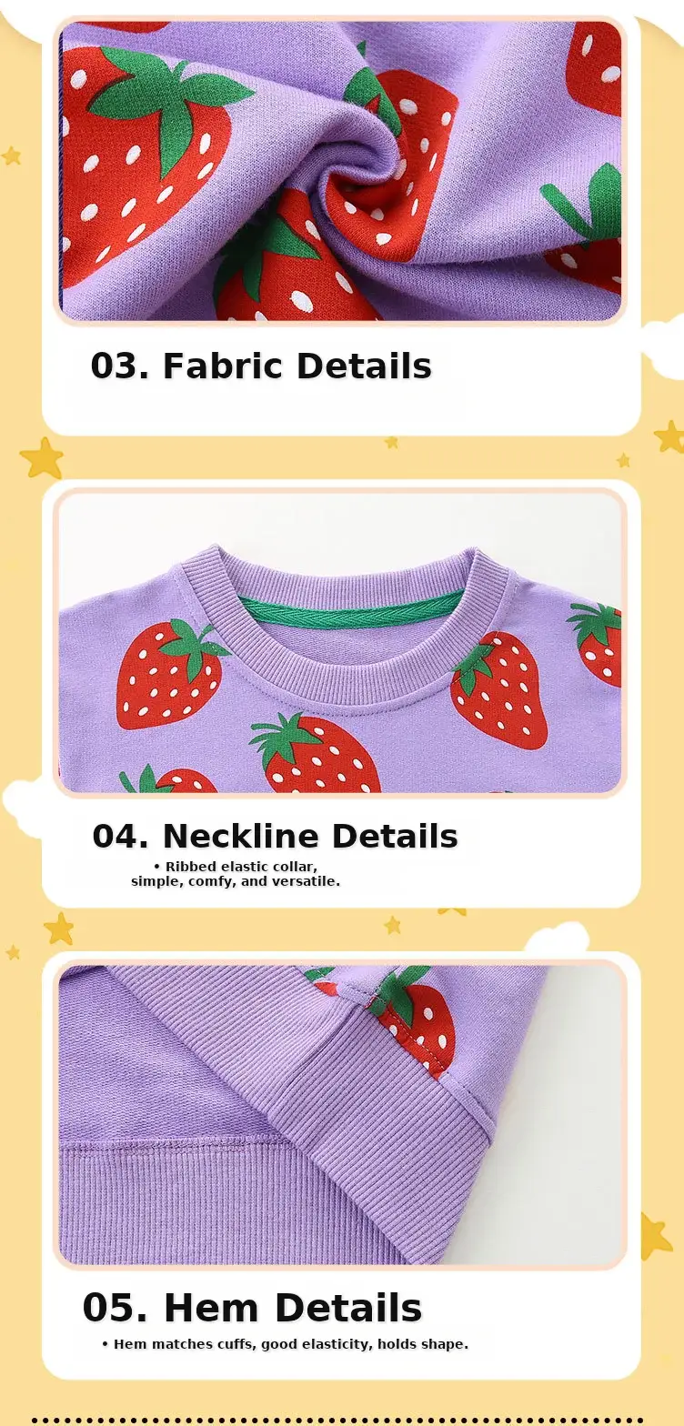 Strawberry Printed Round Neck Sweatshirt for Girls — feature 37