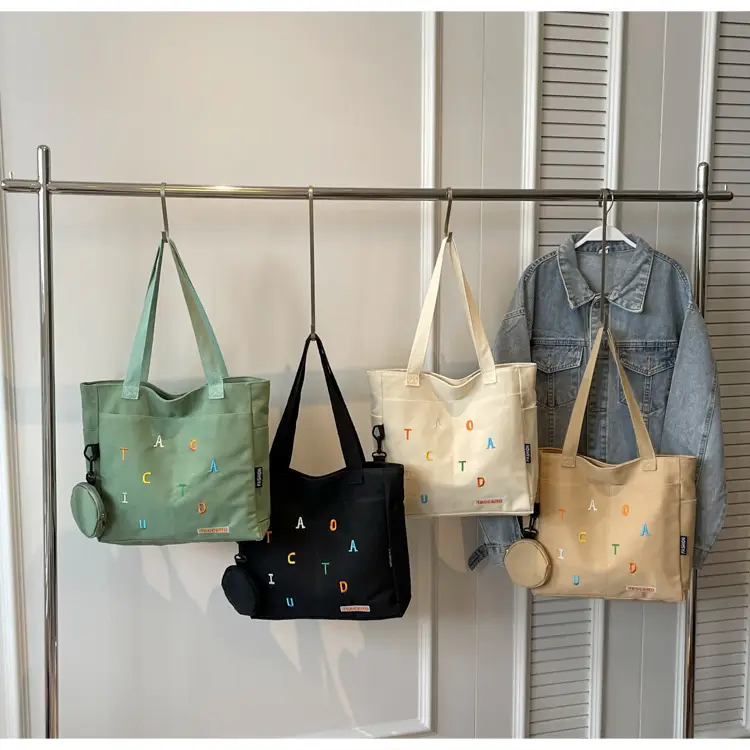 Green Canvas Heart Bag Large Capacity Spring Summer - Image 6