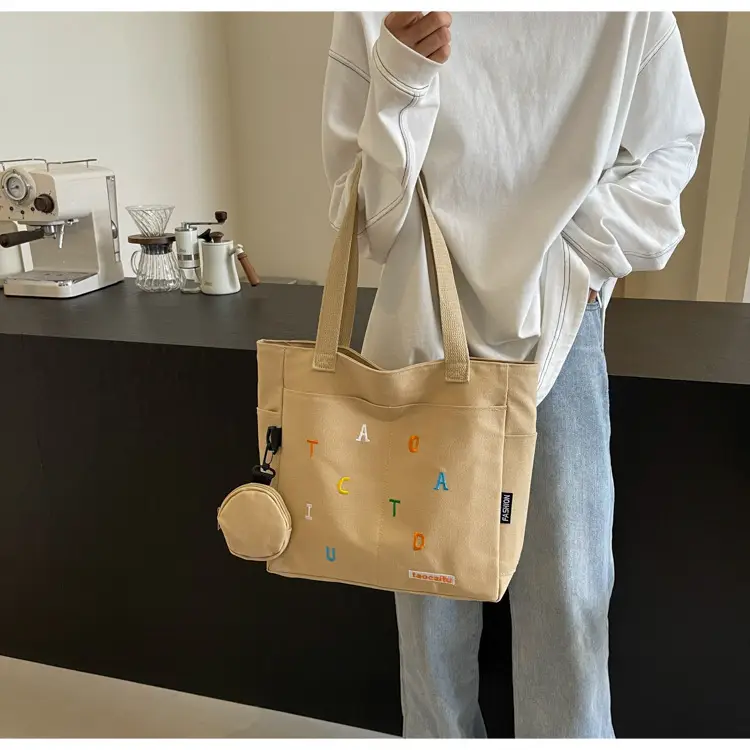 Green Canvas Heart Bag Large Capacity Spring Summer - Image 8