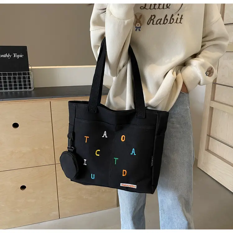 Green Canvas Heart Bag Large Capacity Spring Summer — feature 15