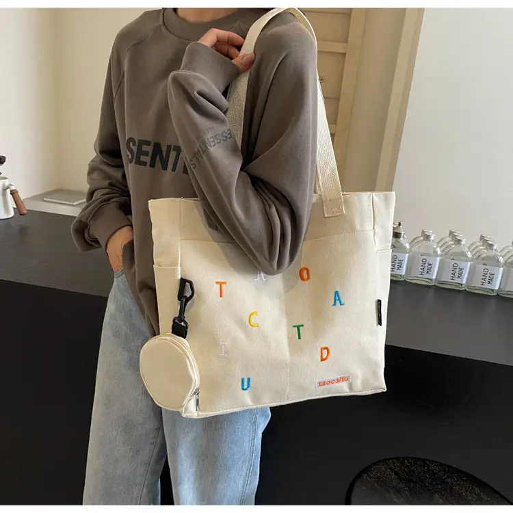 Green Canvas Heart Bag Large Capacity Spring Summer — feature 20