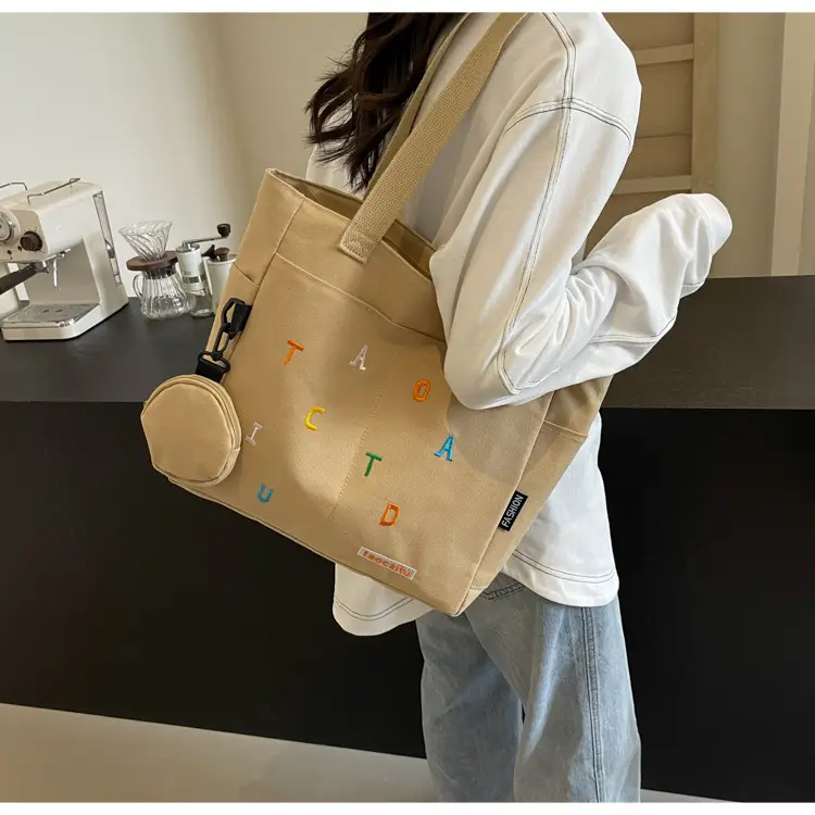 Green Canvas Heart Bag Large Capacity Spring Summer — feature 22