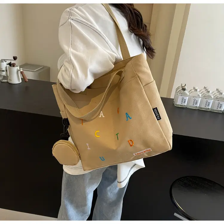 Green Canvas Heart Bag Large Capacity Spring Summer — feature 23
