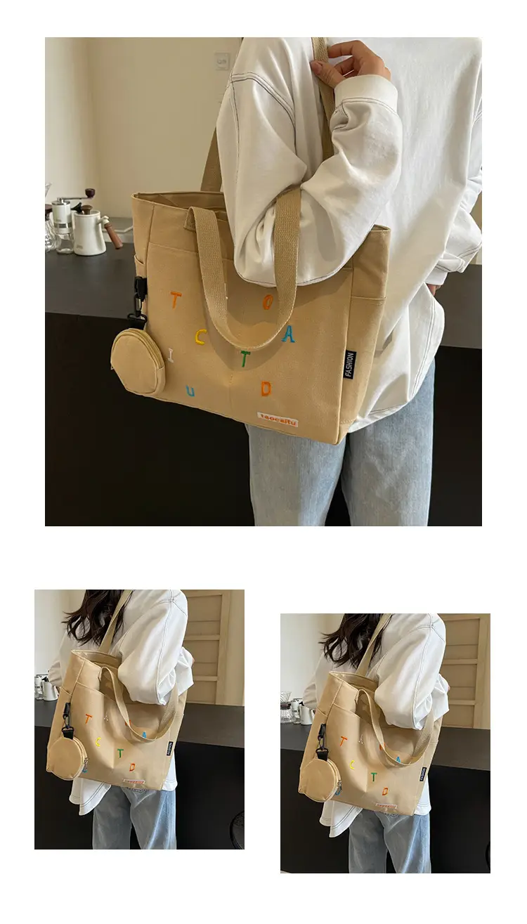 Green Canvas Heart Bag Large Capacity Spring Summer — feature 25